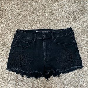 American Eagle Black Lace Jean Shorts